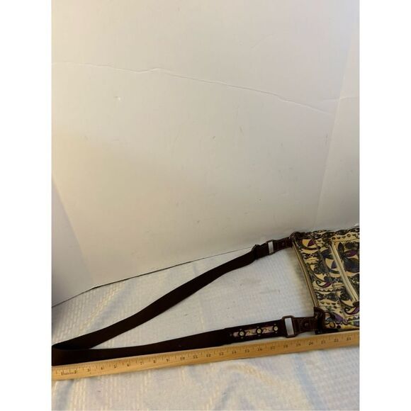 Sakroot crossbody purse bag Owl print peace zipper vinyl coating 12"x10" - Picture 8 of 9